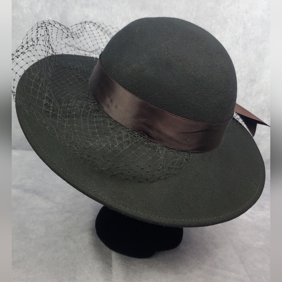 WPL (5923) Elegant black vintage 70's y2k Woman’s Hat 100%Wool Made in USA - Picture 6 of 12